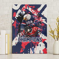 USA Ice Hockey Champions Eagle Canvas Wall Art Patriotic Paint Splash Graffiti Art