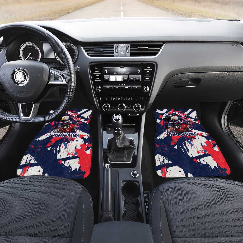 USA Ice Hockey Champions Eagle Car Mats Patriotic Paint Splash Graffiti Art