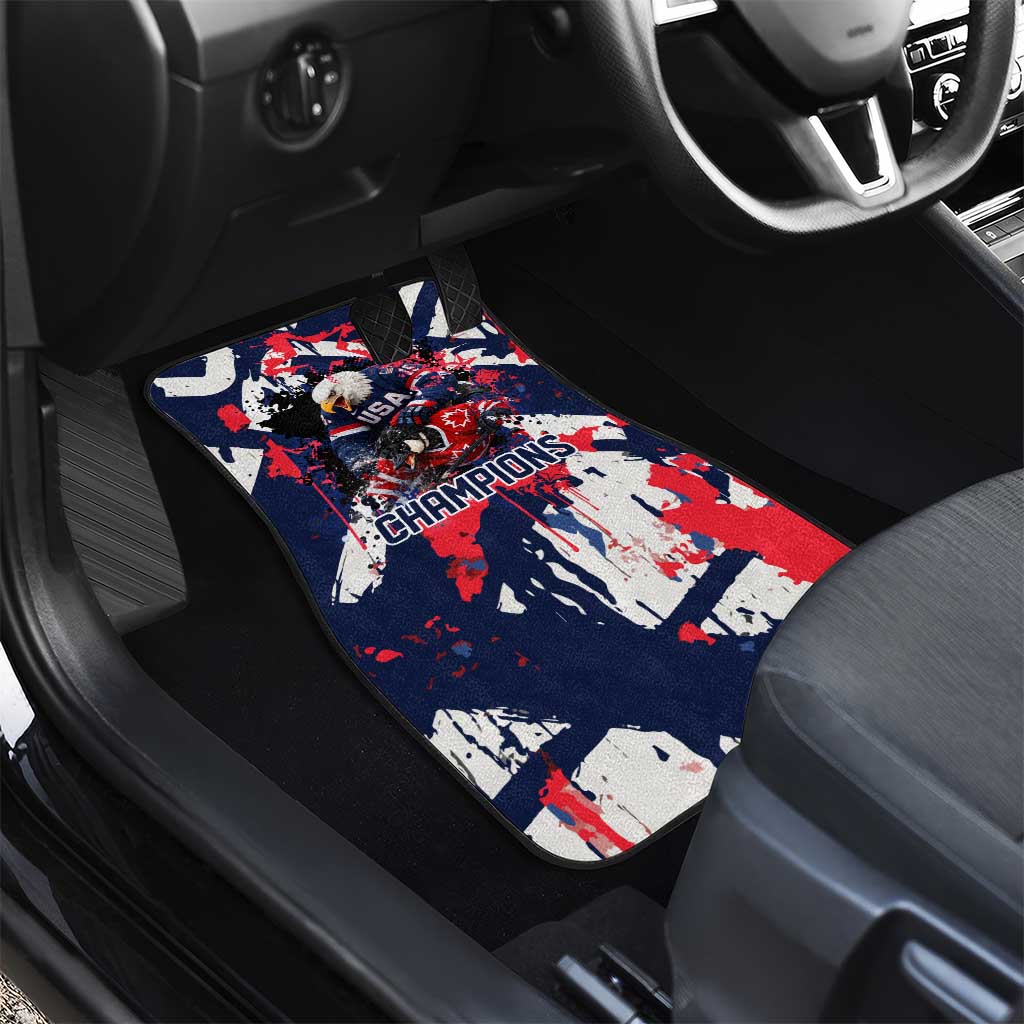 USA Ice Hockey Champions Eagle Car Mats Patriotic Paint Splash Graffiti Art