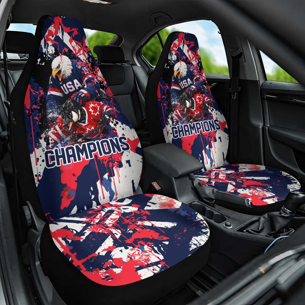 USA Ice Hockey Champions Eagle Car Seat Cover Patriotic Paint Splash Graffiti Art