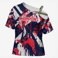 USA Ice Hockey Champions Eagle Cross Shoulder Shirt Patriotic Paint Splash Graffiti Art
