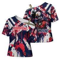 USA Ice Hockey Champions Eagle Cross Shoulder Shirt Patriotic Paint Splash Graffiti Art