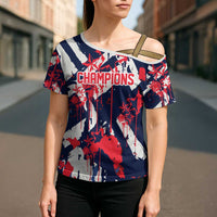 USA Ice Hockey Champions Eagle Cross Shoulder Shirt Patriotic Paint Splash Graffiti Art