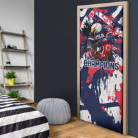 USA Ice Hockey Champions Eagle Door Cover Patriotic Paint Splash Graffiti Art