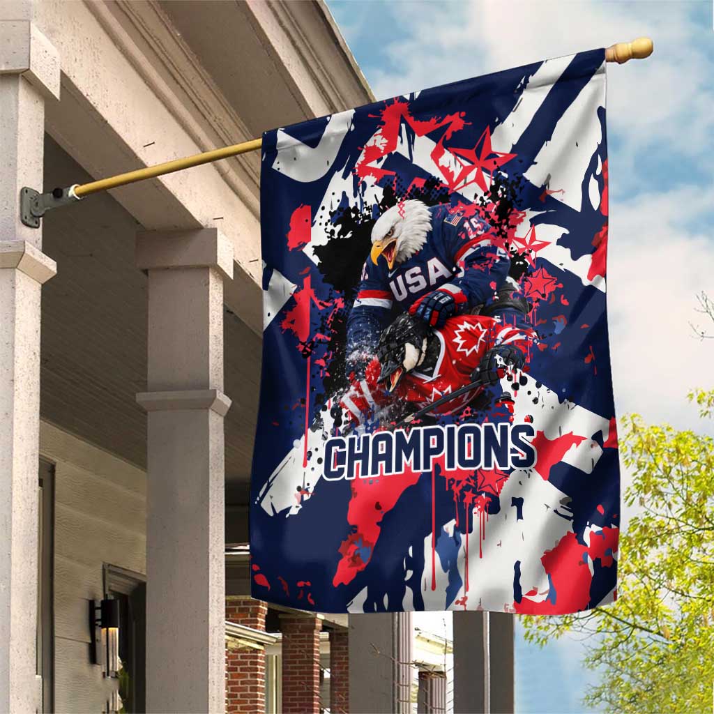 USA Ice Hockey Champions Eagle Garden Flag Patriotic Paint Splash Graffiti Art
