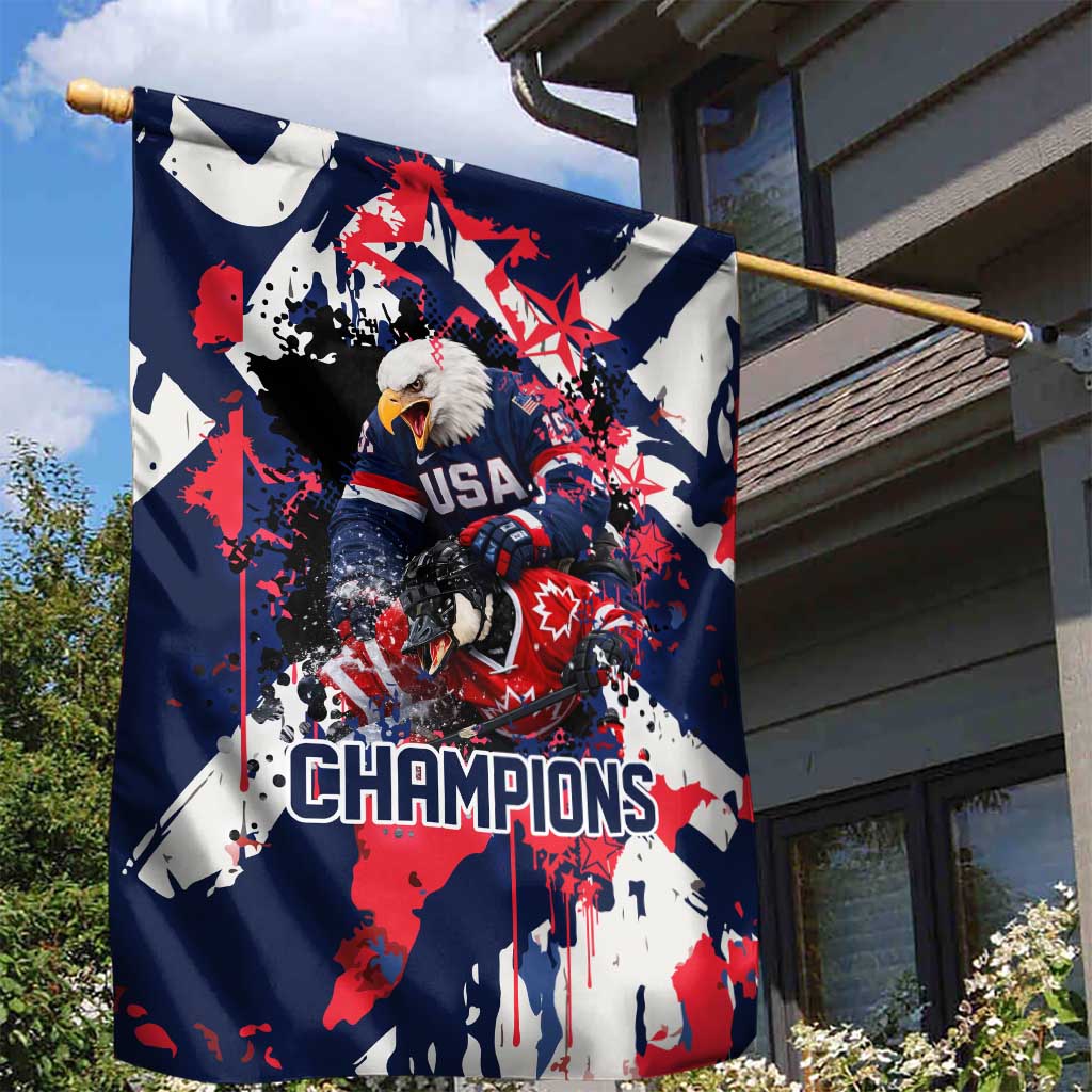USA Ice Hockey Champions Eagle Garden Flag Patriotic Paint Splash Graffiti Art