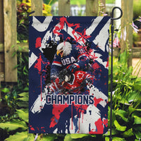 USA Ice Hockey Champions Eagle Garden Flag Patriotic Paint Splash Graffiti Art