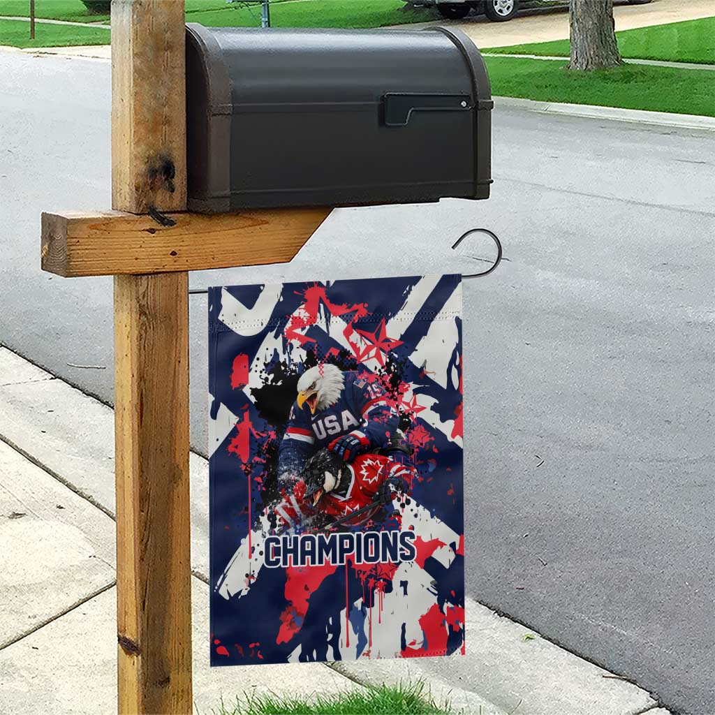 USA Ice Hockey Champions Eagle Garden Flag Patriotic Paint Splash Graffiti Art
