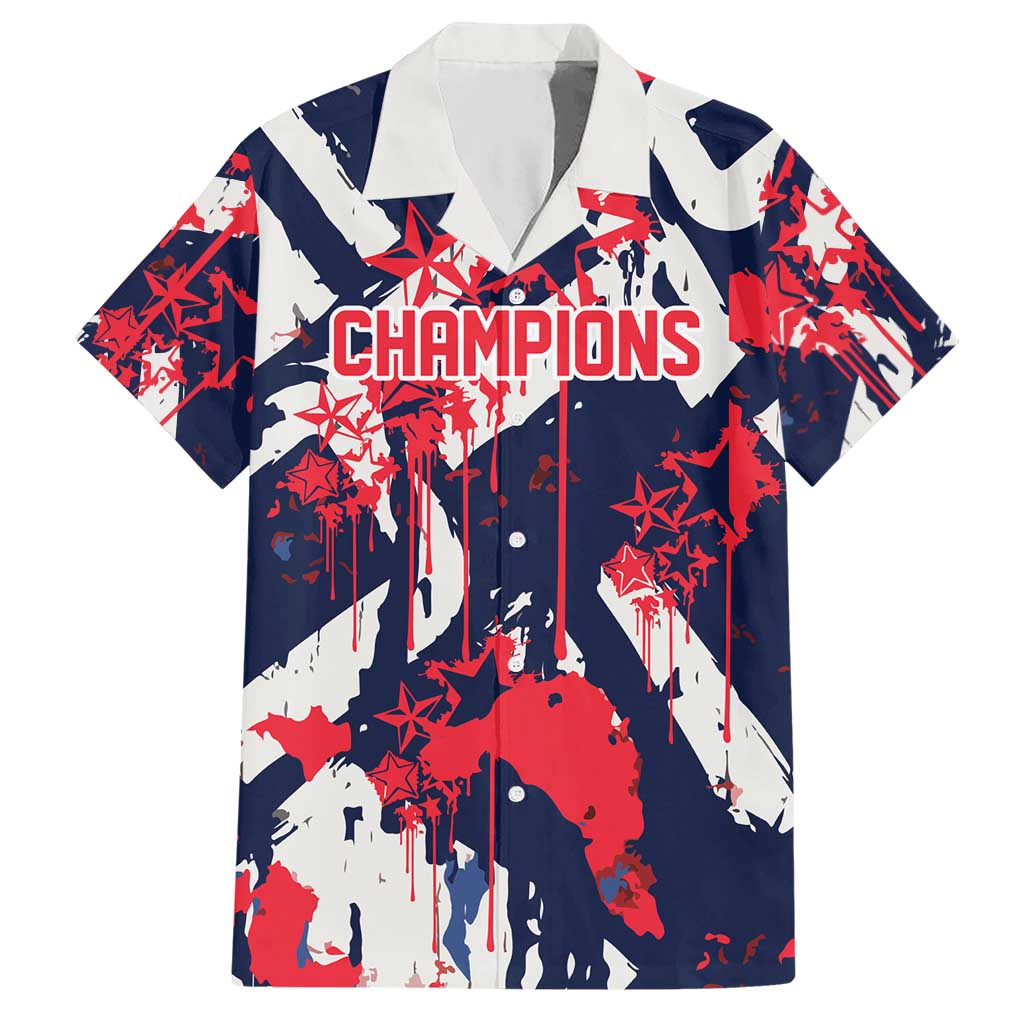 USA Ice Hockey Champions Eagle Hawaiian Shirt Patriotic Paint Splash Graffiti Art