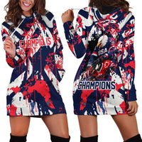 USA Ice Hockey Champions Eagle Hoodie Dress Patriotic Paint Splash Graffiti Art