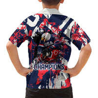 USA Ice Hockey Champions Eagle Kid Hawaiian Shirt Patriotic Paint Splash Graffiti Art