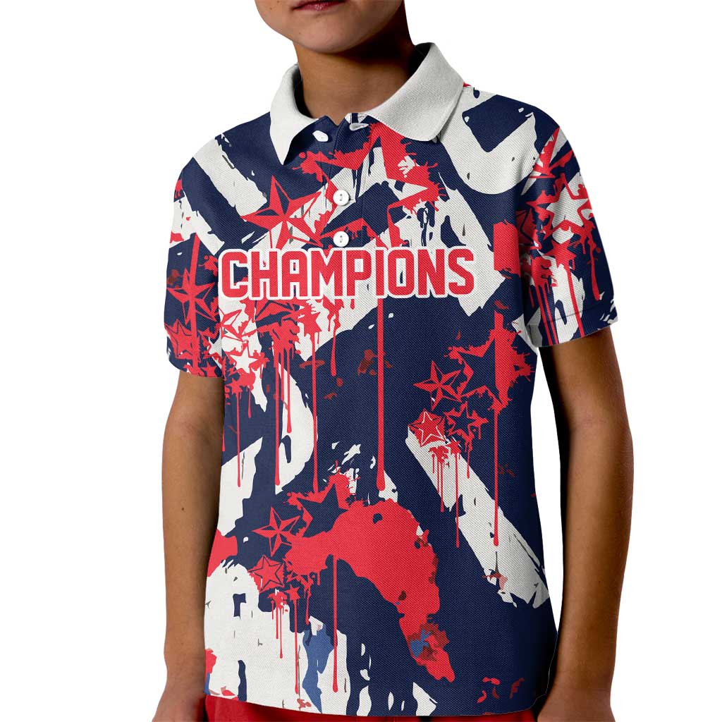 USA Ice Hockey Champions Eagle Kid Polo Shirt Patriotic Paint Splash Graffiti Art