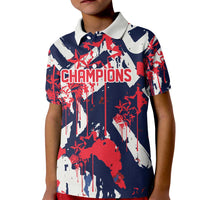 USA Ice Hockey Champions Eagle Kid Polo Shirt Patriotic Paint Splash Graffiti Art