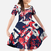 USA Ice Hockey Champions Eagle Kid Short Sleeve Dress Patriotic Paint Splash Graffiti Art