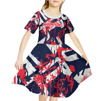 USA Ice Hockey Champions Eagle Kid Short Sleeve Dress Patriotic Paint Splash Graffiti Art