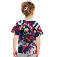 USA Ice Hockey Champions Eagle Kid T Shirt Patriotic Paint Splash Graffiti Art