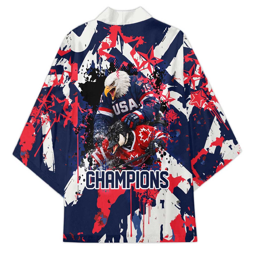 USA Ice Hockey Champions Eagle Kimono Patriotic Paint Splash Graffiti Art