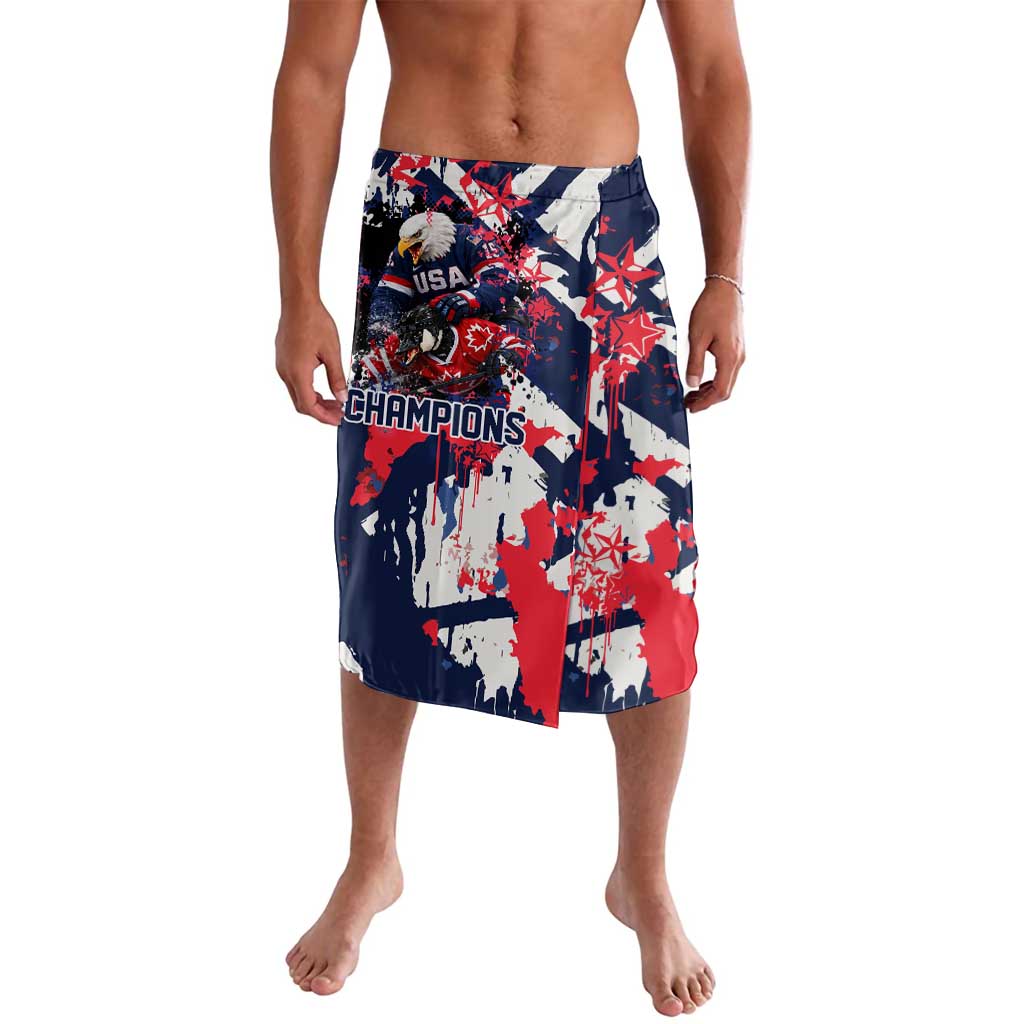 USA Ice Hockey Champions Eagle Lavalava Patriotic Paint Splash Graffiti Art