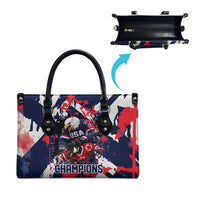 USA Ice Hockey Champions Eagle Leather Bag Patriotic Paint Splash Graffiti Art