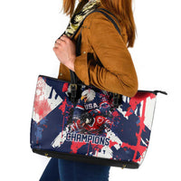 USA Ice Hockey Champions Eagle Leather Tote Bag Patriotic Paint Splash Graffiti Art