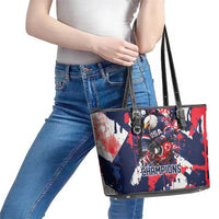 USA Ice Hockey Champions Eagle Leather Tote Bag Patriotic Paint Splash Graffiti Art