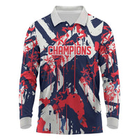 USA Ice Hockey Champions Eagle Long Sleeve Polo Shirt Patriotic Paint Splash Graffiti Art