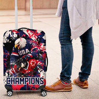 USA Ice Hockey Champions Eagle Luggage Cover Patriotic Paint Splash Graffiti Art