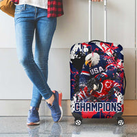 USA Ice Hockey Champions Eagle Luggage Cover Patriotic Paint Splash Graffiti Art
