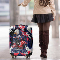 USA Ice Hockey Champions Eagle Luggage Cover Patriotic Paint Splash Graffiti Art