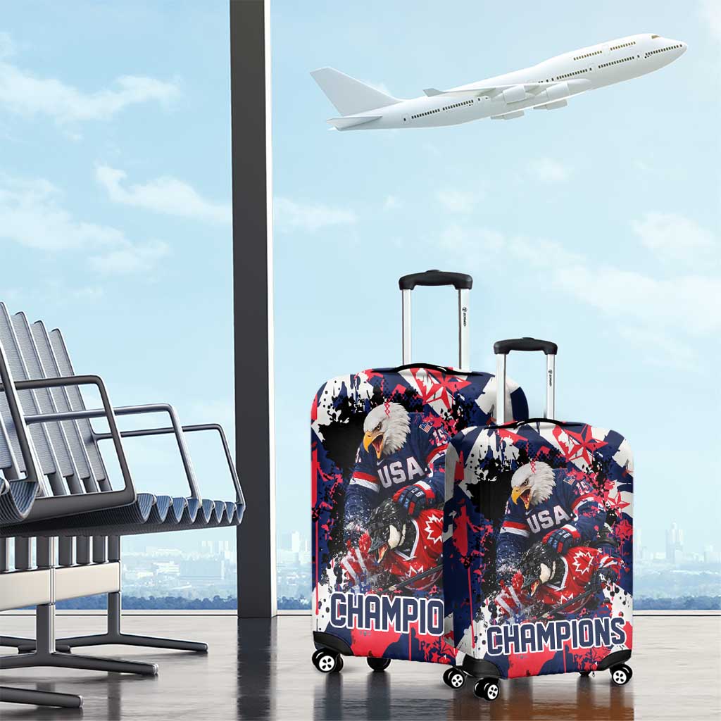 USA Ice Hockey Champions Eagle Luggage Cover Patriotic Paint Splash Graffiti Art
