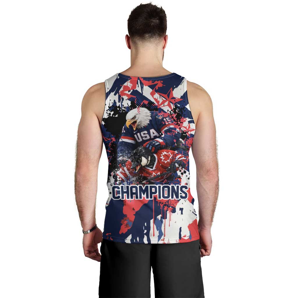 USA Ice Hockey Champions Eagle Men Tank Top Patriotic Paint Splash Graffiti Art