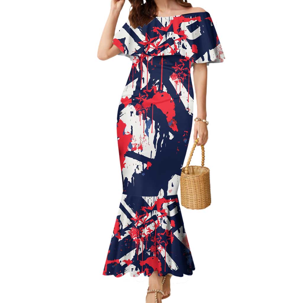 USA Ice Hockey Champions Eagle Mermaid Dress Patriotic Paint Splash Graffiti Art