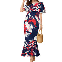 USA Ice Hockey Champions Eagle Mermaid Dress Patriotic Paint Splash Graffiti Art