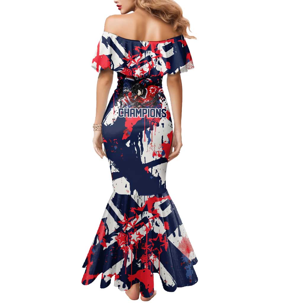 USA Ice Hockey Champions Eagle Mermaid Dress Patriotic Paint Splash Graffiti Art