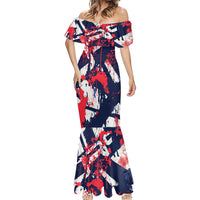 USA Ice Hockey Champions Eagle Mermaid Dress Patriotic Paint Splash Graffiti Art