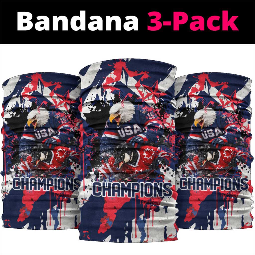 USA Ice Hockey Champions Eagle Neck Gaiter Patriotic Paint Splash Graffiti Art