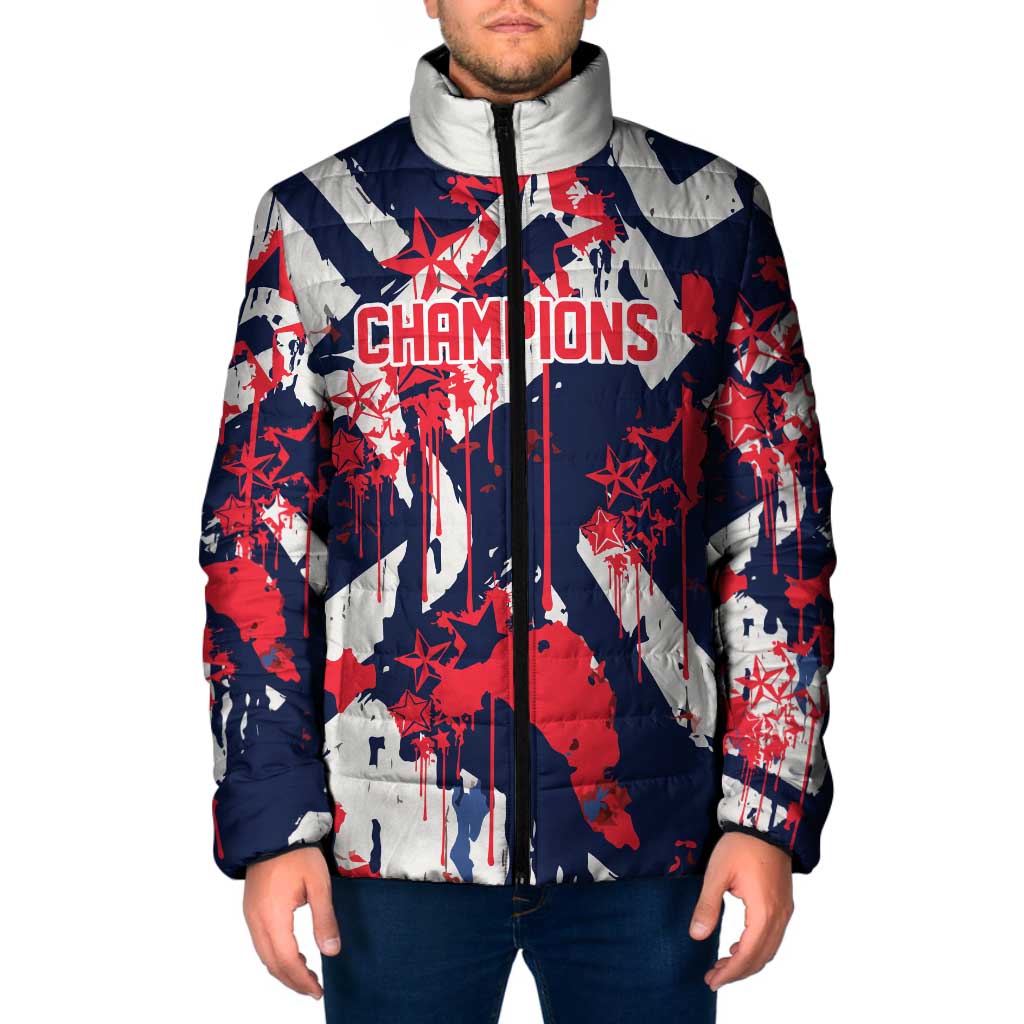 USA Ice Hockey Champions Eagle Padded Jacket Patriotic Paint Splash Graffiti Art