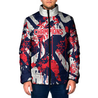 USA Ice Hockey Champions Eagle Padded Jacket Patriotic Paint Splash Graffiti Art