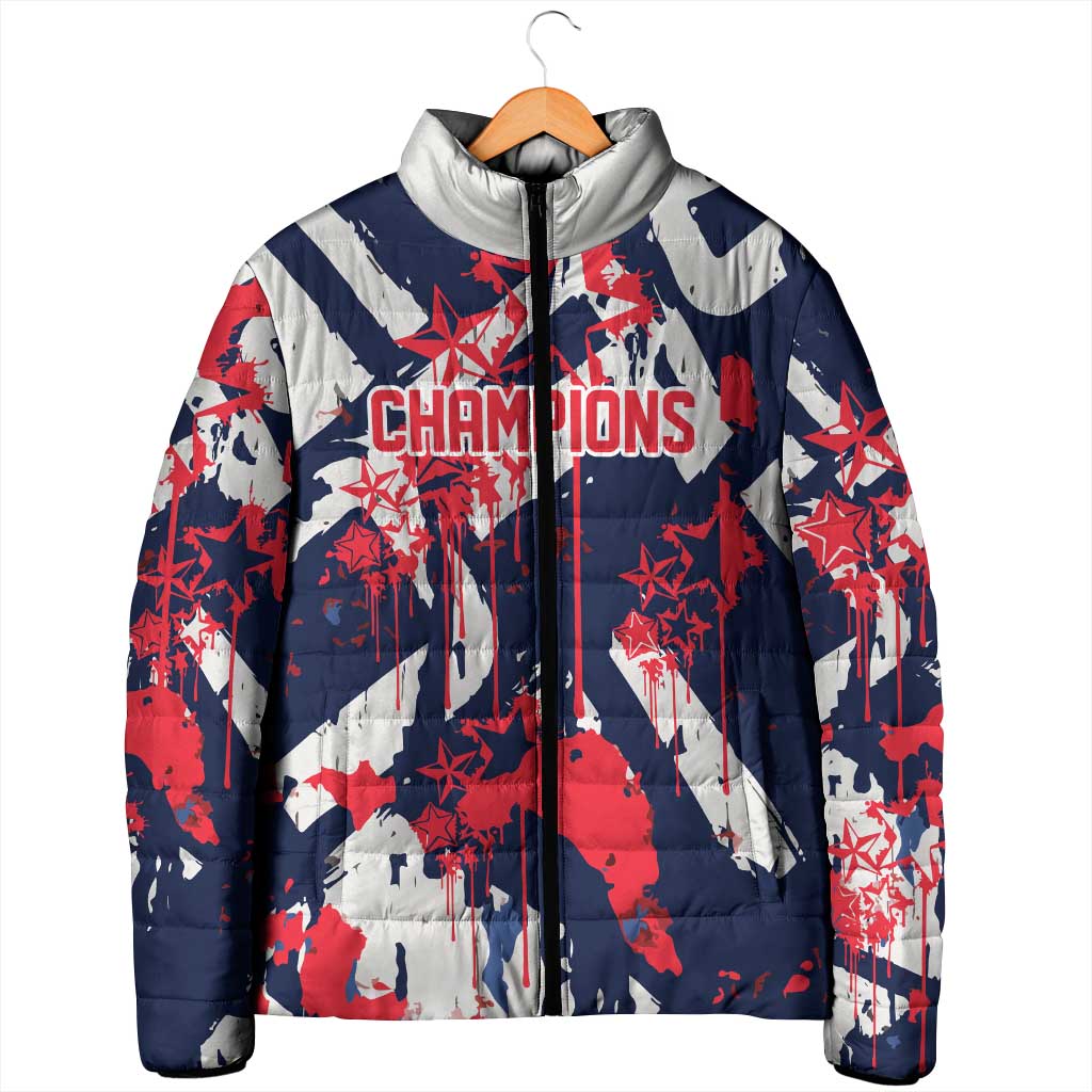 USA Ice Hockey Champions Eagle Padded Jacket Patriotic Paint Splash Graffiti Art