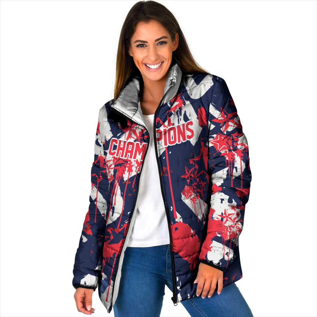 USA Ice Hockey Champions Eagle Padded Jacket Patriotic Paint Splash Graffiti Art