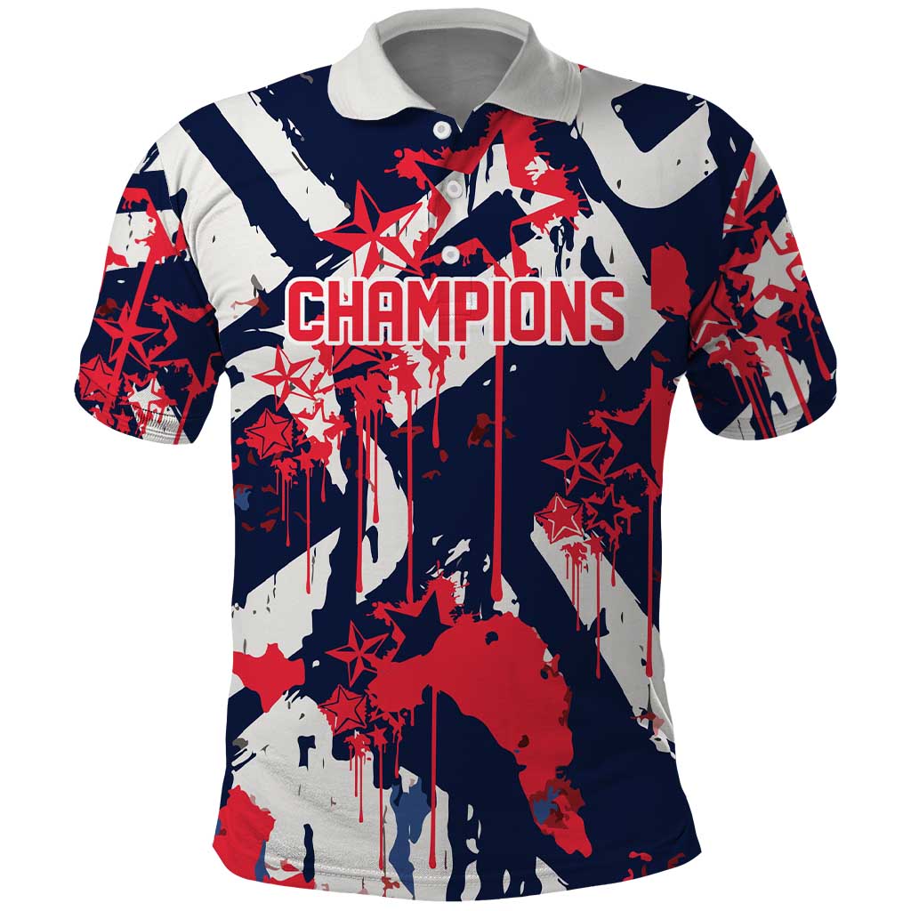USA Ice Hockey Champions Eagle Polo Shirt Patriotic Paint Splash Graffiti Art