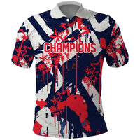 USA Ice Hockey Champions Eagle Polo Shirt Patriotic Paint Splash Graffiti Art