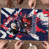 USA Ice Hockey Champions Eagle Puzzle Patriotic Paint Splash Graffiti Art