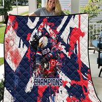 USA Ice Hockey Champions Eagle Quilt Patriotic Paint Splash Graffiti Art