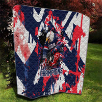 USA Ice Hockey Champions Eagle Quilt Patriotic Paint Splash Graffiti Art