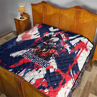 USA Ice Hockey Champions Eagle Quilt Patriotic Paint Splash Graffiti Art