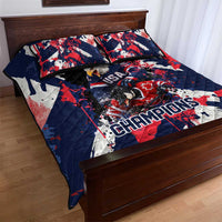 USA Ice Hockey Champions Eagle Quilt Bed Set Patriotic Paint Splash Graffiti Art