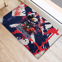 USA Ice Hockey Champions Eagle Rubber Doormat Patriotic Paint Splash Graffiti Art