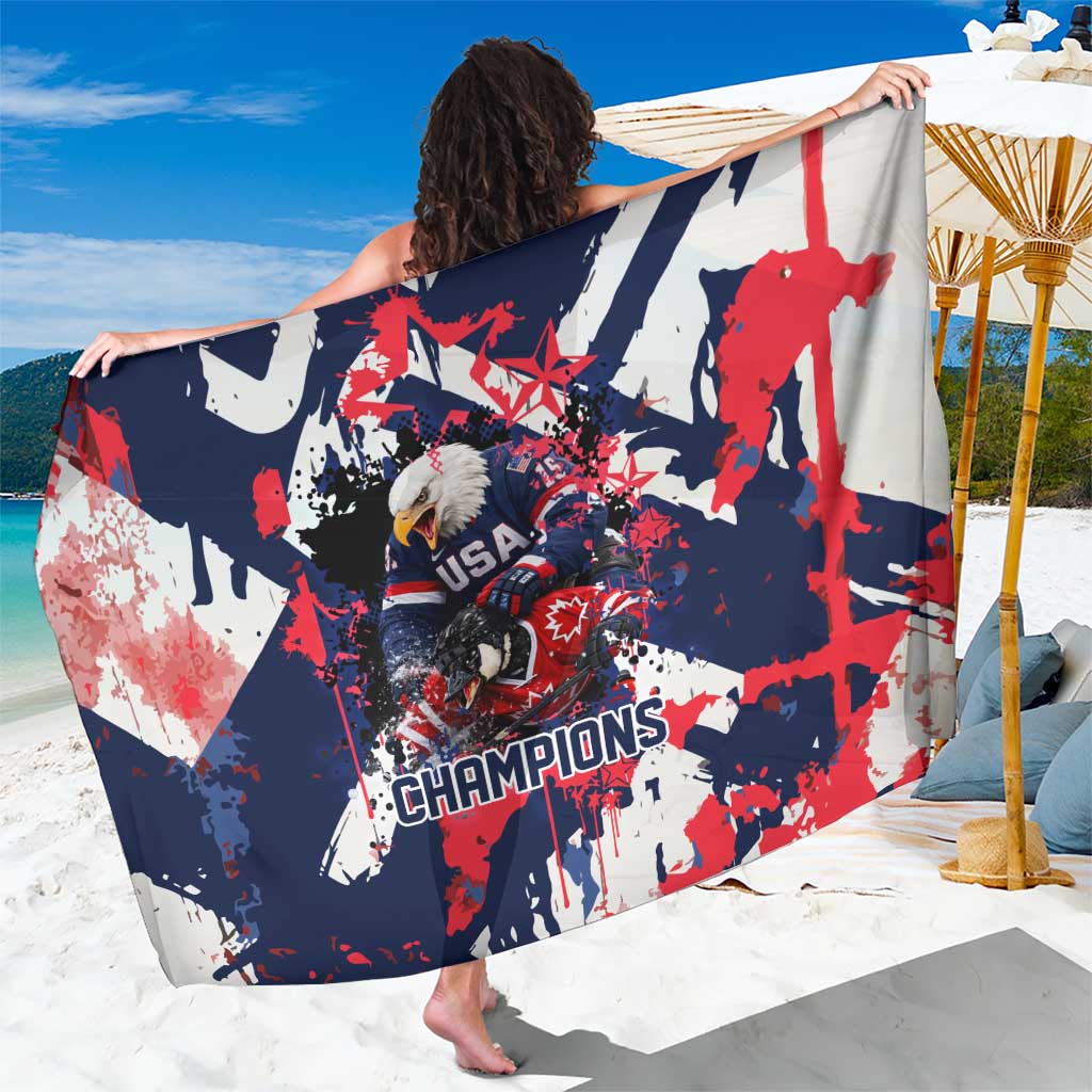 USA Ice Hockey Champions Eagle Sarong Patriotic Paint Splash Graffiti Art