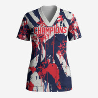 USA Ice Hockey Champions Eagle Scrub Top Patriotic Paint Splash Graffiti Art